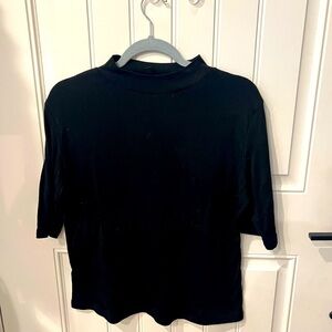 XL BLACK Boxy short Sleeve Mandarin Collar Tee High neck